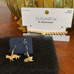 NWT cat earrings and monogram bracelet